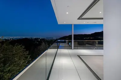 a view from the balcony of a house at Stunning Hollywood Villa Pool and Panoramic Views in Los Angeles