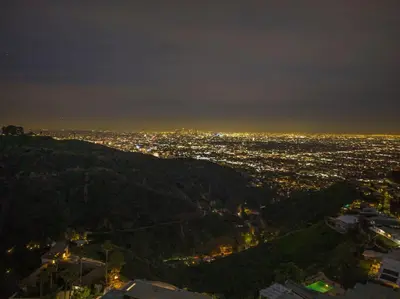 a view of a city lit up at night at Luxury Jupiter Estate with 4BR with Pool and Jacuzzi in Los Angeles