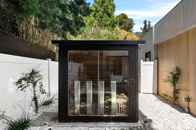 a fireplace in the side of a house at Stunning 6BR Laurel Canyon Estate with Pool and Jacuzzi in Los Angeles