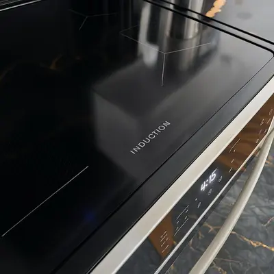 a close up of a black microwave oven at Kenmore relax in Los Angeles