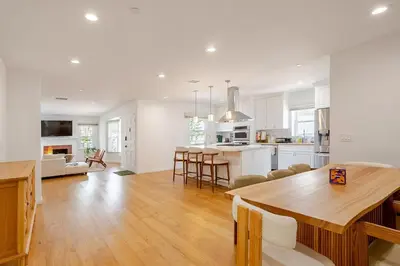 a kitchen and living room with a table and chairs at Relaxing time in Pasadena in Pasadena