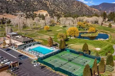 an aerial view of a tennis court in a resort at Mountain Getaway - Stunning Views in Pine Mountain Club