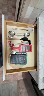 a drawer filled with lots of kitchen utensils at The Cozy Corner in Canoga in Canoga Park