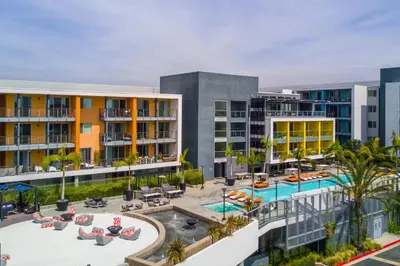 an aerial view of a resort with a swimming pool at Marina del Rey 2BR w Pool Gym nr beach LAX-636 in Los Angeles