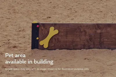 a wooden sign in the sand with a dog on it at Blueground East Hollywood balcony nr Echo Park LAX-1336 in Los Angeles