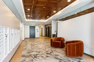 an office lobby with two chairs and a rug at Penthouse Corner 3 Bedroom Condo with Large Private Balcony and Parking in Los Angeles