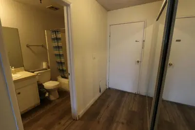an empty bathroom with a toilet and a sink at Private Apt with Queen bed in great neighborhood in Los Angeles