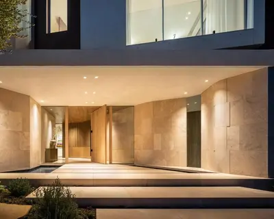 an external view of a house with a lobby at Stradella Mansion in Los Angeles