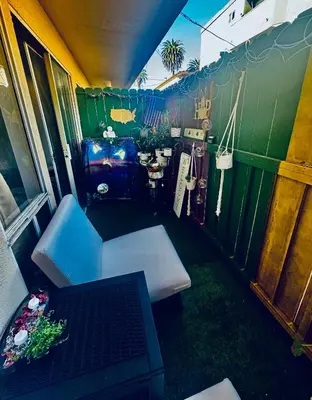 a small room with a couch and a table at Beach lovely home in Santa Monica in Los Angeles