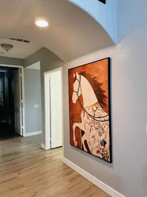 a painting of a horse on a wall at 3000sqft Modern Minimal 5BR3BA Home Near ONT in Ontario