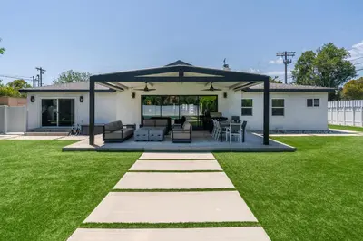 a pavilion in a yard with a patio at Luxury Summer Getaway in Encino in Van Nuys Airport