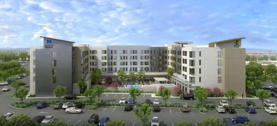 a rendering of a hotel with a parking lot at Hyatt Place Ontario Airport in Ontario