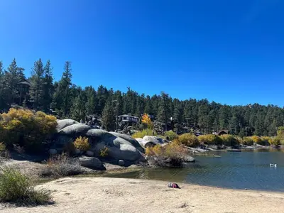 a body of water with trees in the background at Luxury Lakefront Retreat,HotTub,EV Charge,Fire Pit in Big Bear Lake
