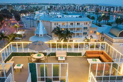 a balcony of a hotel with a view of a city at Admiralty 2BD Luxe Retreat with FREE PARKING in Los Angeles
