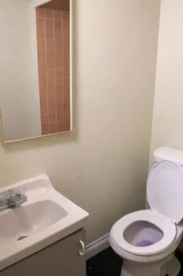 a bathroom with a toilet and a sink at Hoover Homes for the Soul in Los Angeles
