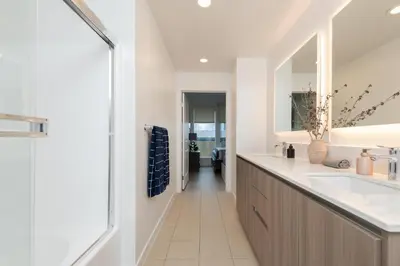 a bathroom with a sink and a mirror at Walk to Santa Monica Beach & Pier Boardwalk in Los Angeles