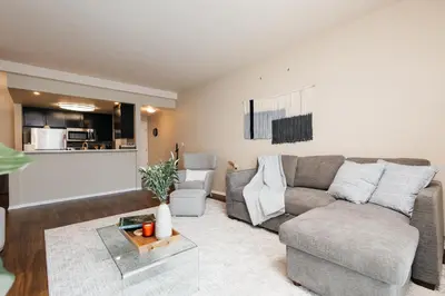 a living room with a couch and a table at Upscale 1BD - Prime West Hollywood Location in Los Angeles