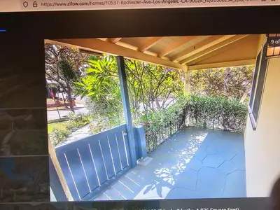 an outside view of a porch with a pool at The Rochester house in Los Angeles