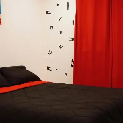 Pop Art Themed Bedroom in House-Shared Bathroom-Shared Living Room & Kitchen