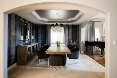 a dining room with a table and chairs and a piano at Sherman Oaks Home w Pool, Spa and Outdoor Kitchen in Los Angeles