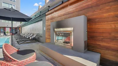 a fireplace is on the side of a building at West Hollywood Chic Apartment in Los Angeles
