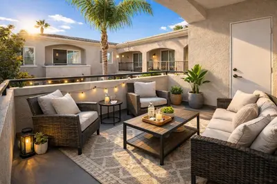 a patio with two couches and a table at Marina Del Rey 1BA & 2BA - Few Minutes Drive To Venice Beach in Los Angeles