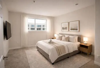 a bedroom with a large bed and a window at Marina del Rey 2BR-2BA Coastal Retreat Near Venice Beach in Los Angeles
