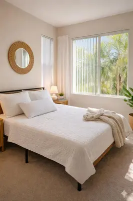a bedroom with a large bed and a window at Marina del Rey 1BR Hideaway - Venice Beach in Los Angeles