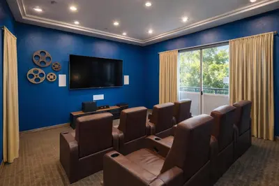 a waiting room with chairs and a flat screen tv at Marina del Rey 1BR Retreat - Venice Beach in Los Angeles