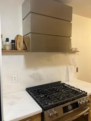a kitchen with a stove top oven in a kitchen at Elegant Luxe Hampton inspo Retreat in Glendale, CA in Glendale