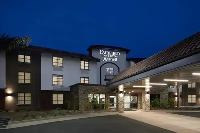 a rendering of the front of a hotel at night at Fairfield Inn & Suites By Marriott Camarillo in Camarillo