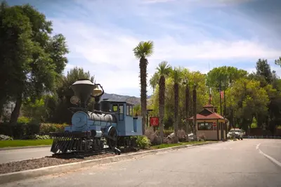 a small train sitting on the side of a street at Soledad Canyon Wheelchair Accessible Cottage 16 in Ravenna