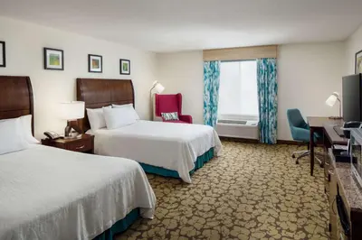 a hotel room with two beds and a window at Hilton Garden Inn Arcadia/Pasadena Area in Arcadia