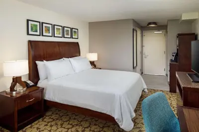 a hotel room with a bed and a television at Hilton Garden Inn Arcadia/Pasadena Area in Arcadia