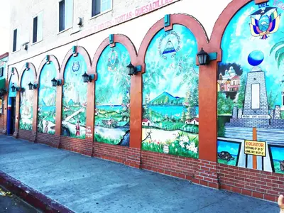 a building with a mural on the side of it at Hollywood Stay in Los Angeles