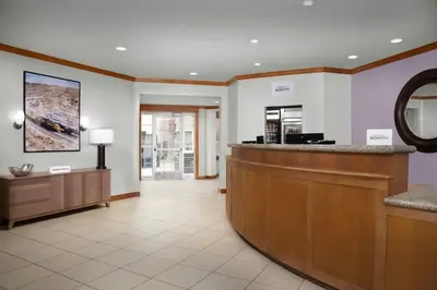 a lobby of a hospital with a reception desk at Residence Inn by Marriott San Bernardino in San Bernardino