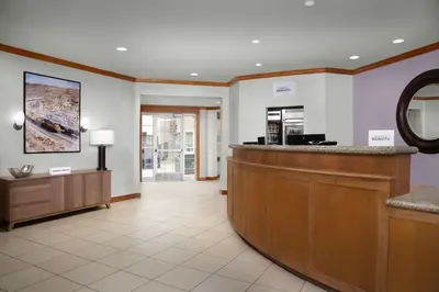 a lobby of a hospital with a reception desk at Residence Inn by Marriott San Bernardino in San Bernardino
