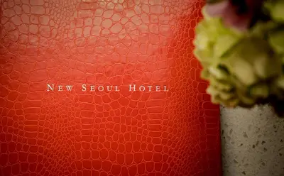 a close up of a new seoul hotel book at Olyver Hotel in Los Angeles