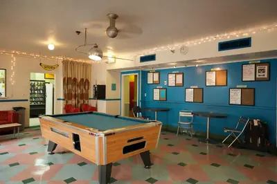a billiard room with a pool table in it at Banana Bungalow West Hollywood Hotel & Hostel in Los Angeles