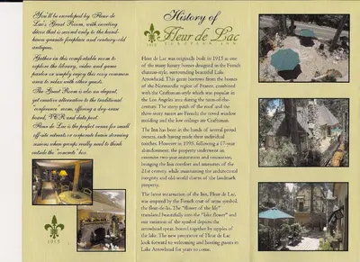 a page of a brochure for a home at FLEUR DE LAC EUROPERAN INn in Lake Arrowhead