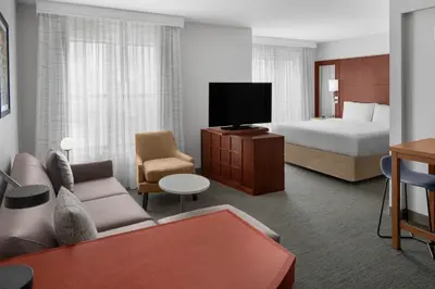 a hotel room with a bed and a television at Residence Inn Los Angeles Burbank/Downtown in Burbank