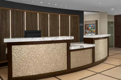 a lobby with a reception counter in a hospital at Residence Inn Los Angeles Burbank/Downtown in Burbank