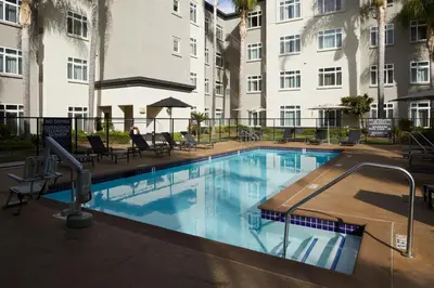 a large swimming pool in front of a building at Residence Inn Los Angeles Westlake Village in Westlake Village