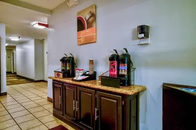 a kitchen with a counter top with aperature at Motel 6-Hesperia, CA - West Main Street I-15 in Hesperia