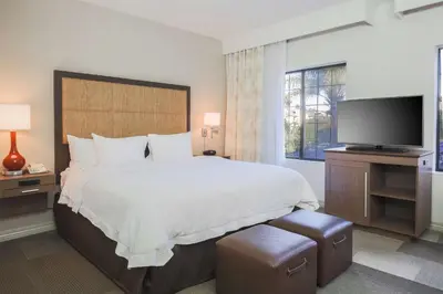 a bedroom with a large bed and a flat screen tv at Hampton Inn & Suites Camarillo in Camarillo