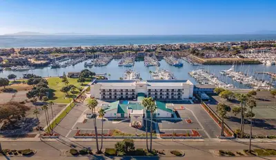 an aerial view of a marina with boats at Hampton Inn Channel Islands Harbor in Oxnard