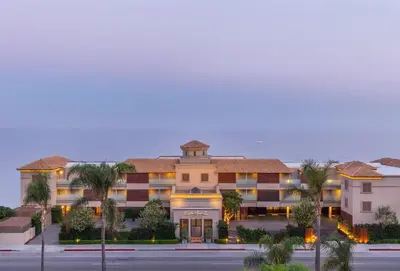 a rendering of the exterior of a hotel at Malibu Beach Inn in Malibu