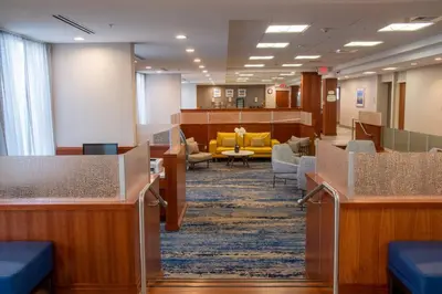 a lobby of a hospital with a waiting room at Fairfield Inn & Suites Anaheim North Buena Park in Buena Park