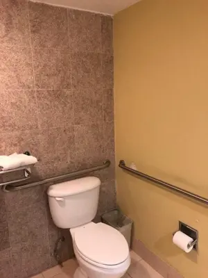 a bathroom with a white toilet in a room at Americas Best Value Inn Pasadena in Pasadena