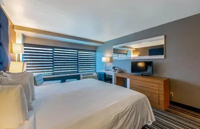 a bedroom with a large bed and a television at Hotel Huntington Beach in Huntington Beach